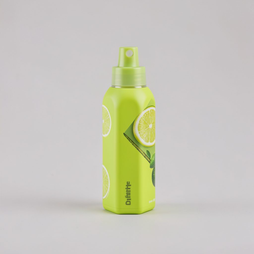 A vape prefilled kit in citrus-green packaging with lemon and lime accents, presented on a neutral backdrop.