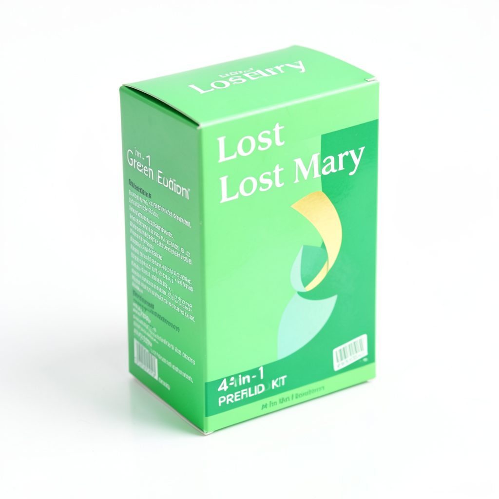 A Lost Mary 4-in-1 Prefilled Kit Green Edition box in fresh green tones on a clean white background